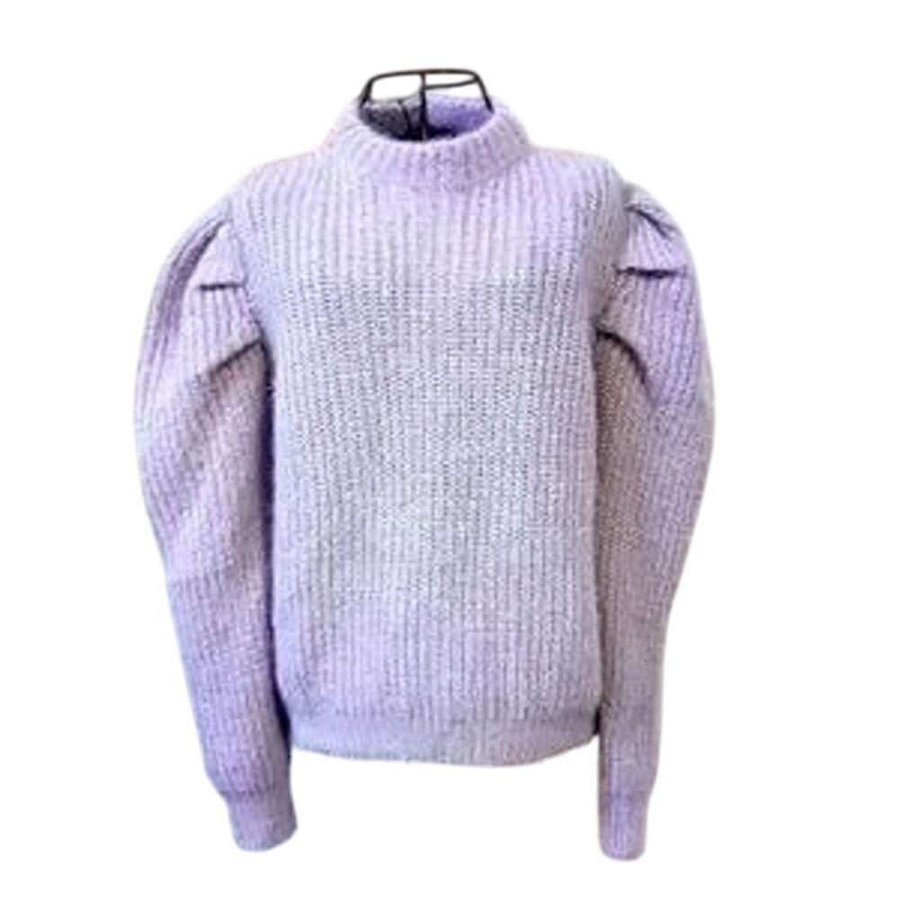 Zara Girls Purple Metallic Thread Puff Sleeve Sweater Size 9